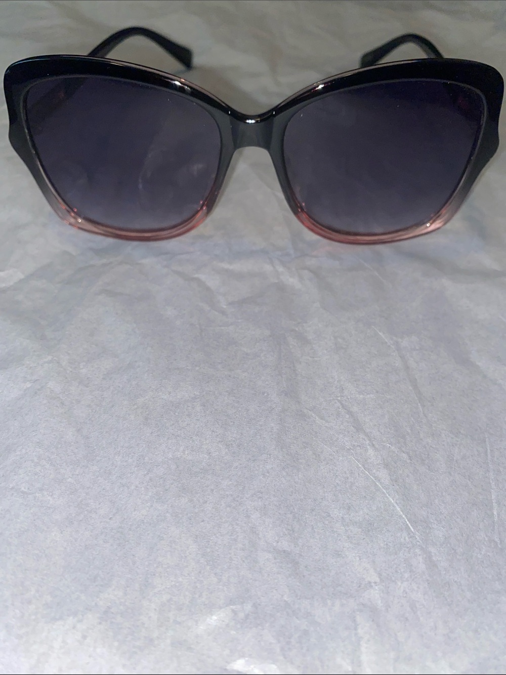 Gradient Black to Pink Oversized Cat-Eye Sunglasses